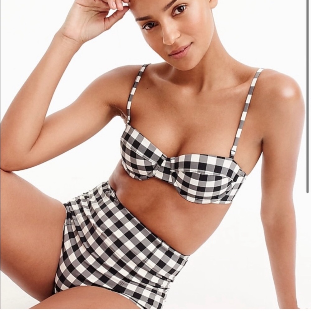 NWT J. CREW 34A Oversized Matte Gingham Demi